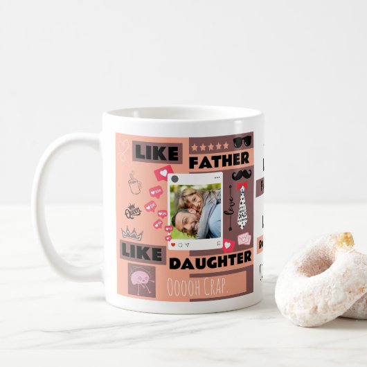 Gepersonaliseerde "Net als vader, net als dochter, Koffiemok (Met donut)