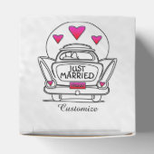 Gepersonaliseerde net gehuwde huwelijkskar bedankdoosjes (Bovenkant)