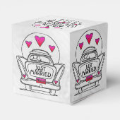 Gepersonaliseerde net gehuwde huwelijkskar bedankdoosjes (Achterkant)