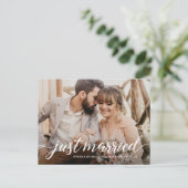 Gepersonaliseerde "net getrouwd" Elopement Foto Po Briefkaart (Staand voorkant)