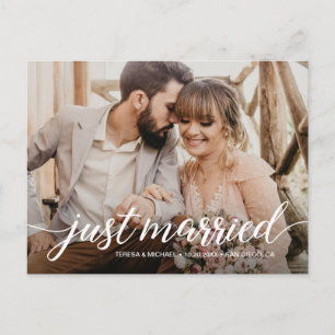 Gepersonaliseerde "net getrouwd" Elopement Foto Po Briefkaart