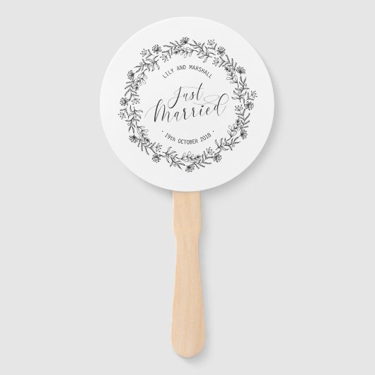 Gepersonaliseerde net getrouwd Floral | Handventil Handwaaier (Achterkant)