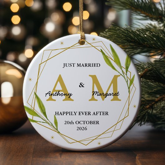Gepersonaliseerde net getrouwde cadeau Mr & Mrs We Keramisch Ornament