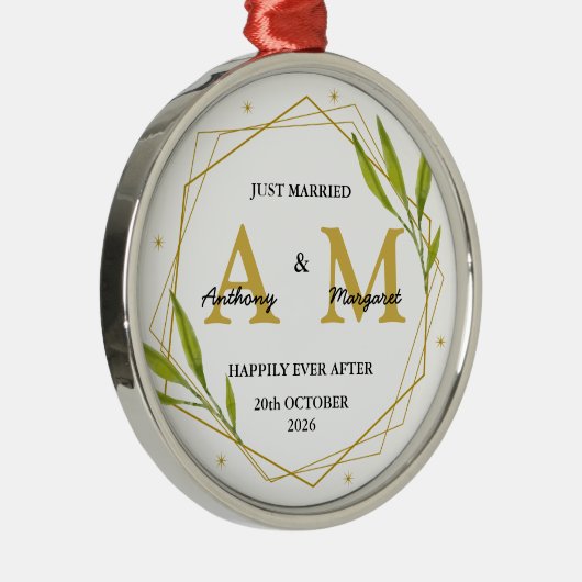 Gepersonaliseerde net getrouwde cadeau Mr & Mrs We Metalen Ornament (Rechts)