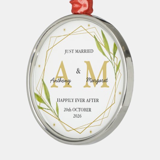 Gepersonaliseerde net getrouwde cadeau Mr & Mrs We Metalen Ornament (Links)