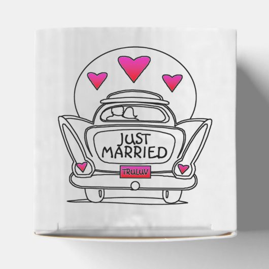 Gepersonaliseerde net getrouwde huwelijksreis auto bedankdoosjes (Bovenkant)