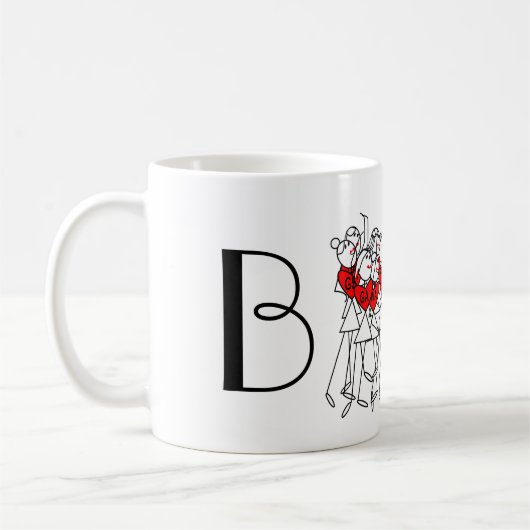 Gepersonaliseerde netbal van de Vun Stick Figures Koffiemok (Links)