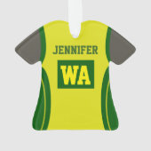 Gepersonaliseerde Netball Acryldonkere huid Ornament (achterkant)