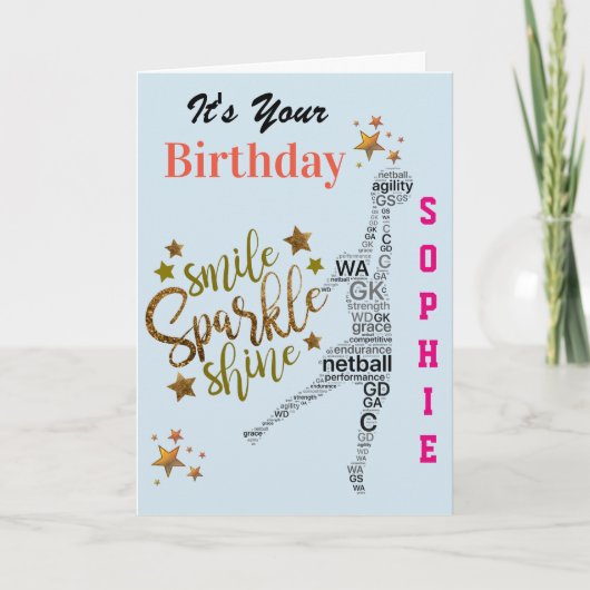 Gepersonaliseerde Netball Birthday Greeting Kaart (Voorkant)