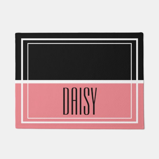 Gepersonaliseerde netnaam Roze voedsel- en waterma Deurmat (Voorkant)