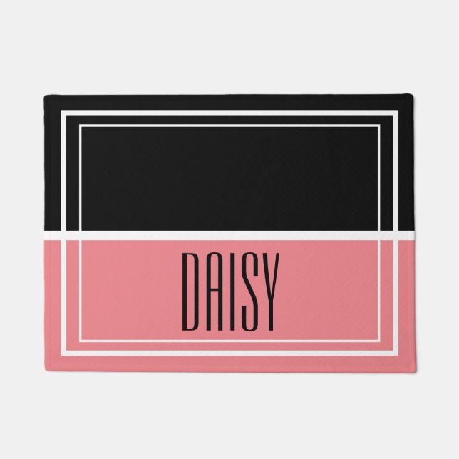 Gepersonaliseerde netnaam Roze voedsel- en waterma Deurmat (Voorkant)