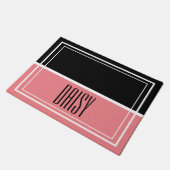 Gepersonaliseerde netnaam Roze voedsel- en waterma Deurmat (Schuin)