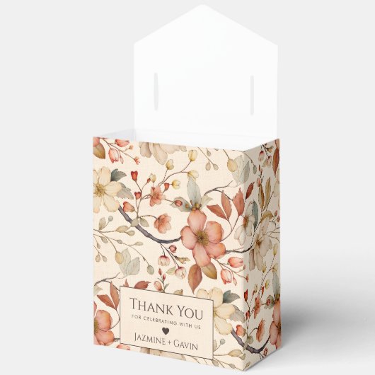 Gepersonaliseerde Neutral Beige Wildflower Baby sh Bedankdoosjes (Open)