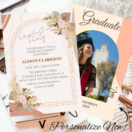 Gepersonaliseerde Neutrale Boho Foto Graduation Pa Kaart