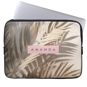 Gepersonaliseerde Neutrale Palm Schaduwen Tropisch Laptop Sleeve