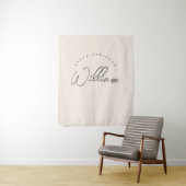 Gepersonaliseerde neutrale verjaardagsbanner jonge wandkleed (In situ)