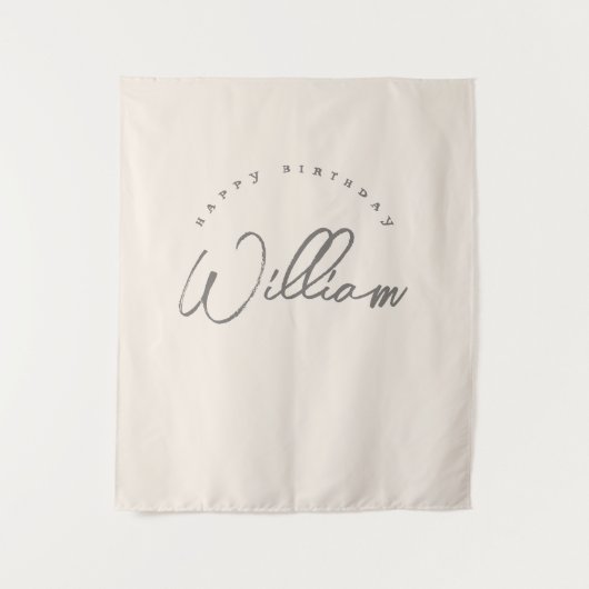 Gepersonaliseerde neutrale verjaardagsbanner jonge wandkleed (Voorkant)