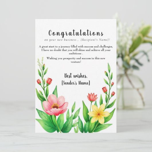 Gepersonaliseerde New Business Felicitaties Kaart (Staand voorkant)