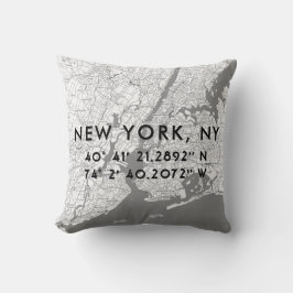 Gepersonaliseerde New York City Map Black White Gr Kussen