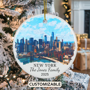 Gepersonaliseerde New York Ornament, New York Gift Keramisch Ornament