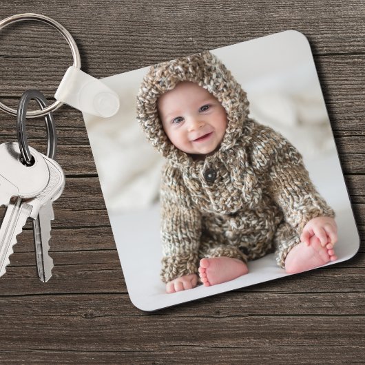 Gepersonaliseerde Newborn Baby Keepsake Foto Sleutelhanger