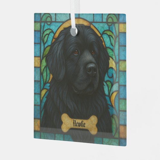 Gepersonaliseerde Newfoundlander hond "Glas in loo Glas Ornament (Voorkant links)