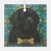 Gepersonaliseerde Newfoundlander hond "Glas in loo Glas Ornament (Voorkant)