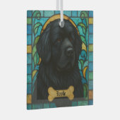 Gepersonaliseerde Newfoundlander hond "Glas in loo Glas Ornament (Voorkant Rechts)