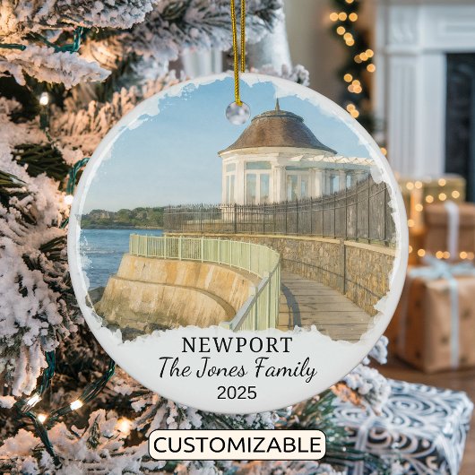 Gepersonaliseerde Newport Ornament, Rhode Island Keramisch Ornament