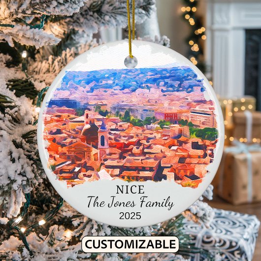 Gepersonaliseerde Nice Ornament, Frankrijk Gift Keramisch Ornament