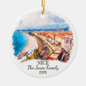 Gepersonaliseerde Nice Ornament, Frankrijk Gift Keramisch Ornament (Voorkant)