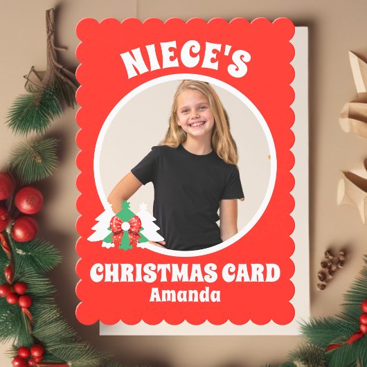 Gepersonaliseerde nicht foto kerst feestdagenkaart