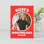 Gepersonaliseerde nicht foto kerst feestdagenkaart (Staand voorkant)