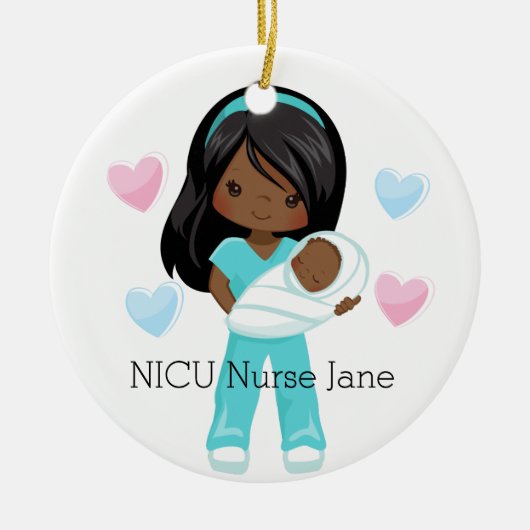 Gepersonaliseerde NICU Verpleegkundige Holding Bab Keramisch Ornament (Voorkant)