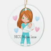 Gepersonaliseerde NICU Verpleegkundige Holding Bab Keramisch Ornament (Links)