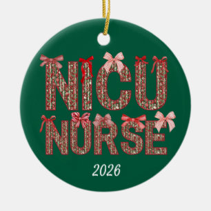 Gepersonaliseerde NICU Verpleegster Coquette Bow K Keramisch Ornament