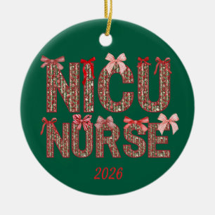 Gepersonaliseerde NICU Verpleegster Coquette Bow K Keramisch Ornament