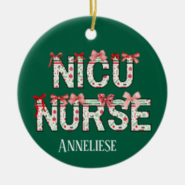Gepersonaliseerde NICU Verpleegster Kerst Coquette Keramisch Ornament