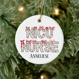Gepersonaliseerde NICU Verpleegster Kerst Coquette Keramisch Ornament