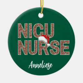 Gepersonaliseerde NICU Verpleegster Kerstman Hoed Keramisch Ornament