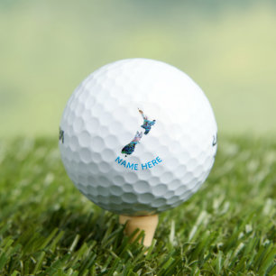 GEPERSONALISEERDE NIEUW-ZEELAND MAP PAUA GOLF BALL GOLFBALLEN