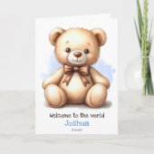 Gepersonaliseerde nieuwe Baby Blue Teddy Bear Kaar Kaart (Voorkant)