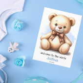Gepersonaliseerde nieuwe Baby Blue Teddy Bear Kaar Kaart