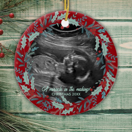 Gepersonaliseerde nieuwe baby onthullen echo Kerst Keramisch Ornament