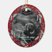 Gepersonaliseerde nieuwe baby onthullen echo Kerst Keramisch Ornament (Links)