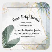 Gepersonaliseerde Nieuwe Buurman Introductie Kaart Vierkante Sticker (Voorkant)