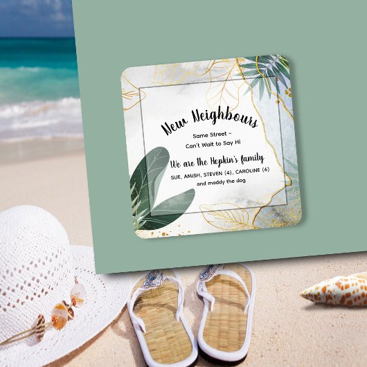 Gepersonaliseerde Nieuwe Buurman Introductie Kaart Vierkante Sticker