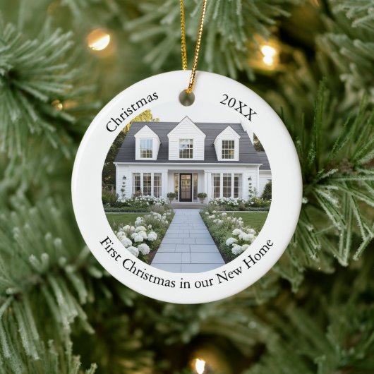Gepersonaliseerde Nieuwe Home Kerst Keramisch Ornament (Boom)