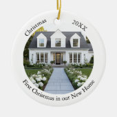 Gepersonaliseerde Nieuwe Home Kerst Keramisch Ornament (Voorkant)