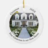 Gepersonaliseerde Nieuwe Home Kerst Keramisch Ornament (Achterkant)